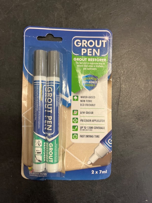 Photo 1 of Grout Pen Grey Tile Paint Marker: Waterproof Grout Paint, Tile Grout Colorant and Sealer Pen - Narrow 5mm, 2 Pack with Extra Tips (7mL) - Grey