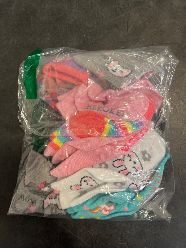 Photo 1 of Cherokee Girls 12 Pack Shorty Casual Sock, Rainbow Unicorn Character, 2-4T US