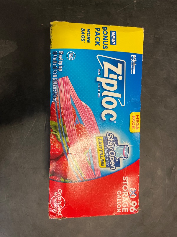 Photo 1 of Ziploc Gallon Food Storage Bags, Stay Open Design with Stand-Up Bottom, Easy to Fill, 96 Count