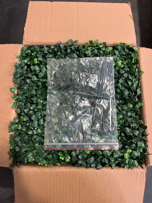 Photo 1 of Ouyuanwall Grass Wall Panels 12 Pcs 10"x 10" Grass Wall Backdrop Panels Artificial Boxwood Greenery Wall Backdrop Grass Wall Panels UV Protected for Indoor Outdoor Garden Backyard Party