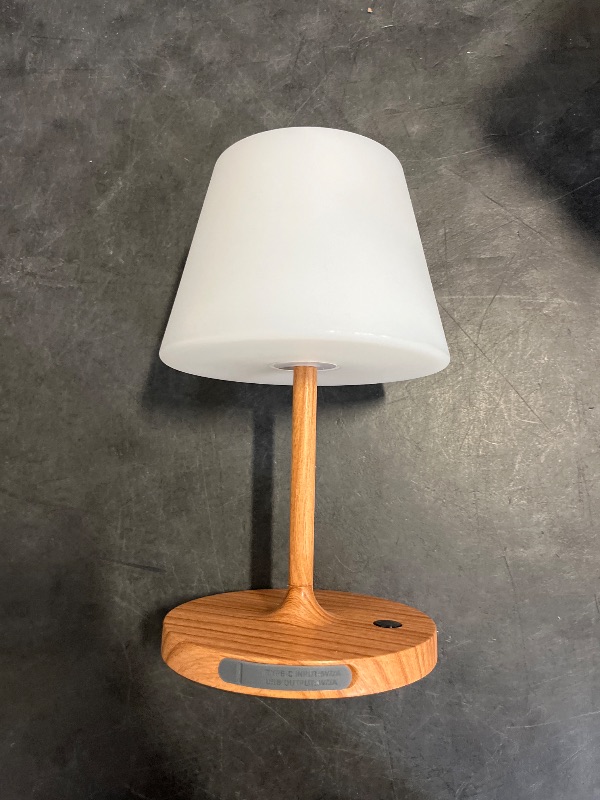 Photo 1 of WEILAILUX Outdoor Battery Operated Table Lamp Waterproof, 4000mAh Cordless Rechargeable, Touch Dimmable Desk Lamp, LED Night Light for Patio Camping Restaurant Home, H9.6in, Wood Grain