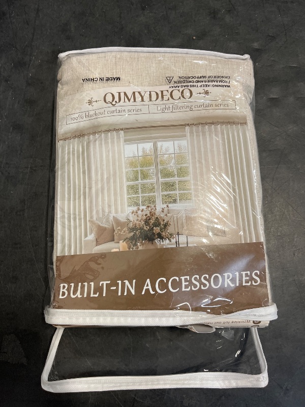 Photo 1 of 90 Inch Blackout Curtains for Living Room Thermal Noise Reduction Sliding Door Total Two Burg Country Style Linen Window Curtains & Drapes for Track System Back Tab/Pinch Pleat, Ivory Cream Set of 2