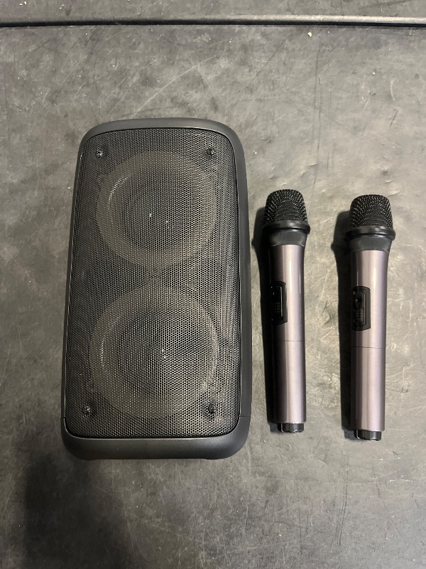 Photo 1 of Karaoke Machine, Portable Bluetooth Speaker, PA Speaker with 2 Wireless Karaoke Microphones, Karaoke Machine for Adults Kids with Upgraded Subwoofer, Support TWS/TF/USB/AUX for Home Party Outdoor