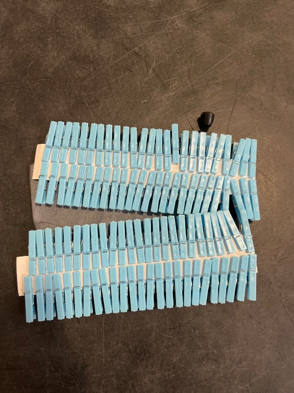 Photo 1 of 100PCS Baby Shower Clothespins Games Boy Plastic Clothes Pin with Storage Bag Mini Blue Pin Bulk 1.4 inch for Party Decorations, DIY Crafts