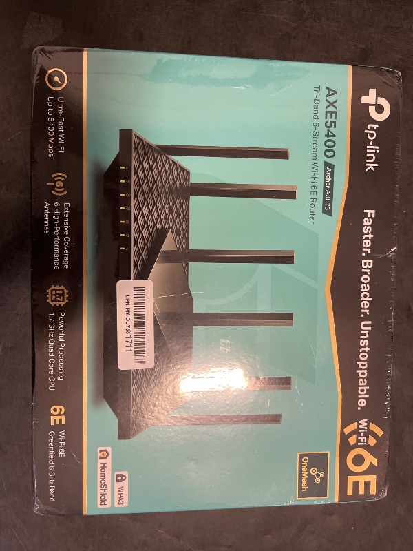 Photo 1 of TP-Link AXE5400 Tri-Band WiFi 6E Router (Archer AXE75)- Gigabit Wireless Internet Router, ax Router for Gaming, VPN Router, OneMesh, WPA3, Black