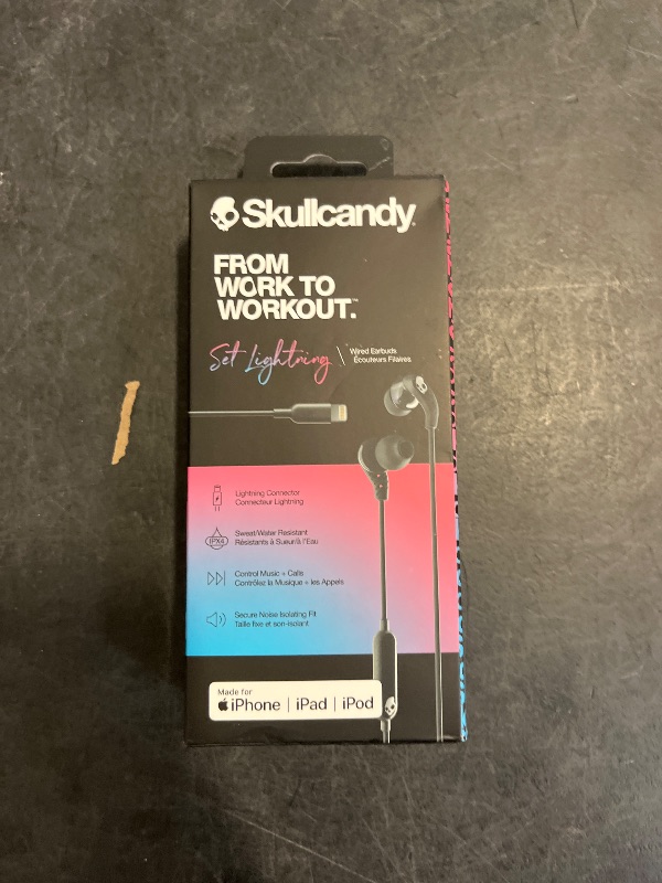 Photo 1 of Skullcandy Set Lightning In-Ear Wired Earbuds, Microphone, Works with iPhone - True Black