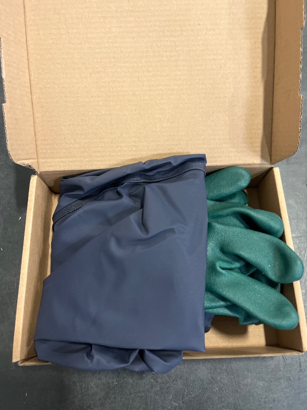 Photo 1 of Coopache Full Arm Rubber Gloves, 25" Long Sleeve Waterproof Pond Gloves, Chemical Resistant Gloves Reusable for Men and Women Green & Blue, Large