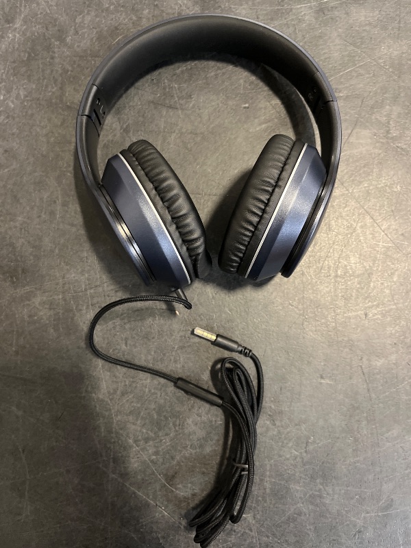 Photo 1 of LORELEI X6 Over-Ear Headphones with Microphone, Lightweight Foldable & Portable Stereo Bass Headphones with 1.45M No-Tangle, Wired Headphones for Smartphone Tablet MP3 / 4 (Dark Blue)