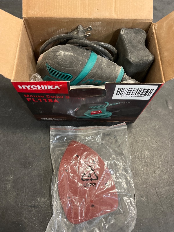 Photo 1 of HYCHIKA Detail Sander, 14,000 OPM Compact Electric Sander Tool with 12 Pcs Sandpapers,Efficiency Dust Collection System,Suitable for Tight Spaces Sanding,Polishing,Removing Paint in Home Decoration