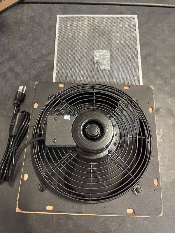 Photo 1 of HG Power Upgraded 10 Inch Shutter Exhaust Fan, 647CFM Low Noise Shed Exhaust Fan with Mesh Screen for Basement, Gable, Chicken Coop Ventilation Use, Black