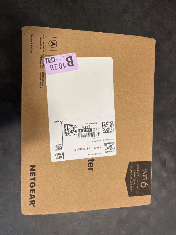 Photo 1 of NETGEAR 4-Stream WiFi 6 Router (R6700AX) – Security Features, AX1800 Wireless Speed (Up to 1.8 Gbps), Covers up to 1,500 sq. ft., 20 devices