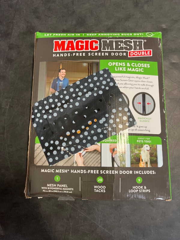 Photo 1 of Magic Mesh Double Door | Magnetic Screen Door for Patio, French & Sliding Doors, Heavy Duty Magnetic Closure, Bug Screen for Doorways, Kid & Pet Friendly | Size 75"W x 83"H (Pack of 1)
