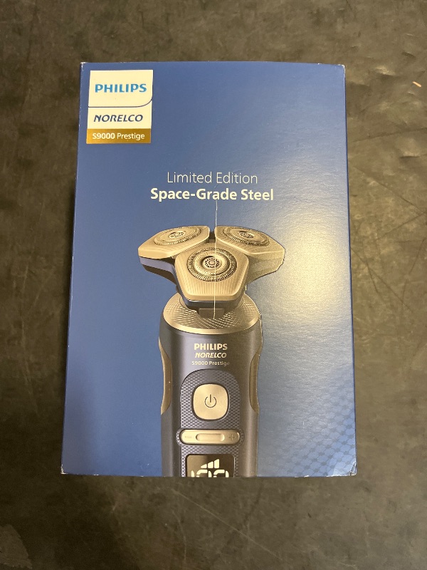 Photo 1 of Philips Norelco Shaver Series 9000 Prestige, Wet and Dry Electric Shaver, System, SenseIQ Technology, Precision Trimmer, Nose Trimmer, Qi Charging Pad, Cleaning Pod, Adriatic Blue, SP9886/89