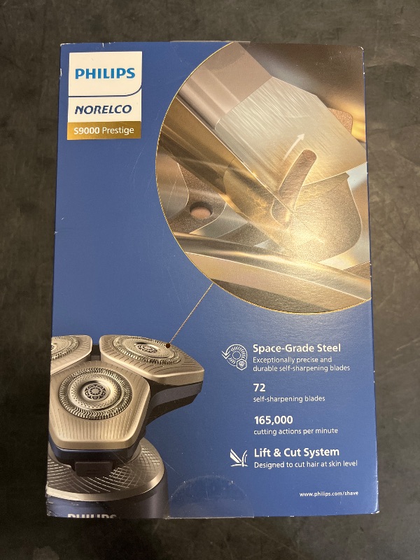 Photo 1 of Philips Norelco Shaver Series 9000 Prestige, Wet and Dry Electric Shaver, System, SenseIQ Technology, Precision Trimmer, Nose Trimmer, Qi Charging Pad, Cleaning Pod, Adriatic Blue, SP9886/89