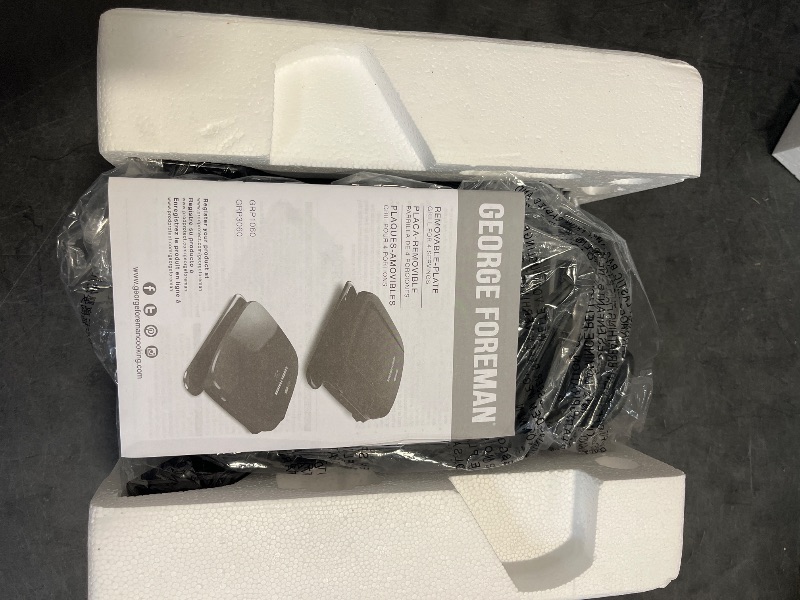 Photo 1 of George Foreman 4-Serving Removable Plate Electric Grill and Panini Press, George Tough Non-Stick Coating, Drip Tray Catches Grease, Black