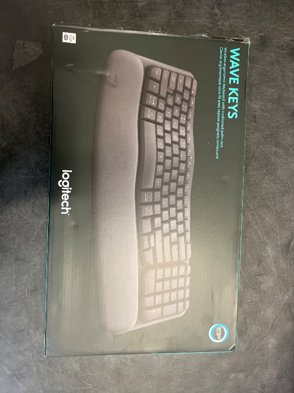 Photo 1 of Logitech Wave Keys Wireless Ergonomic Keyboard with Cushioned Palm Rest, Comfortable Natural Typing, Easy-Switch, Bluetooth, Logi Bolt Receiver, for Multi-OS, Windows/Mac - Graphite