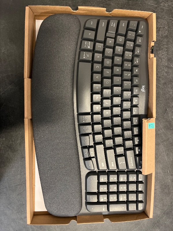 Photo 1 of Logitech Wave Keys Wireless Ergonomic Keyboard with Cushioned Palm Rest, Comfortable Natural Typing, Easy-Switch, Bluetooth, Logi Bolt Receiver, for Multi-OS, Windows/Mac - Graphite