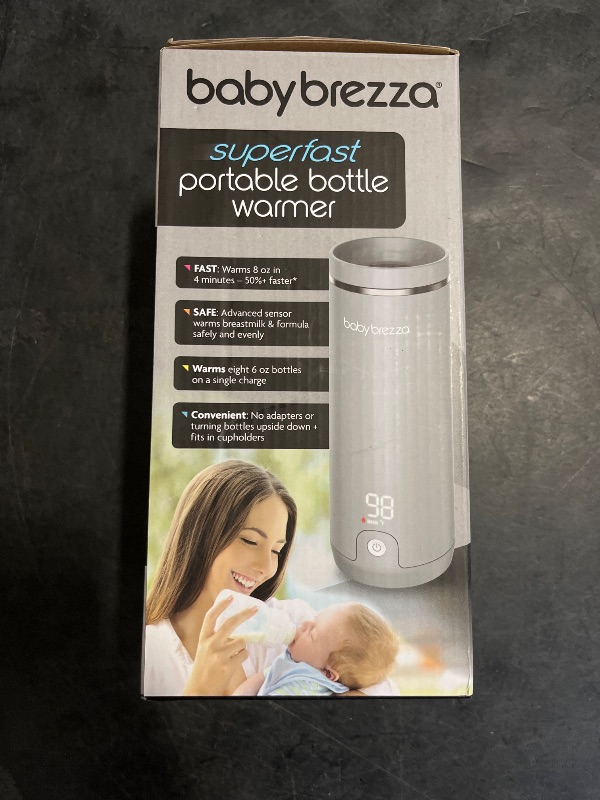 Photo 1 of Baby Brezza Superfast Portable Baby Bottle Warmer – 67% Faster - Travel Breastmilk Warmer and Formula Warmer - Safe, Even Heating - Up to 9oz - No Adapters, Grey