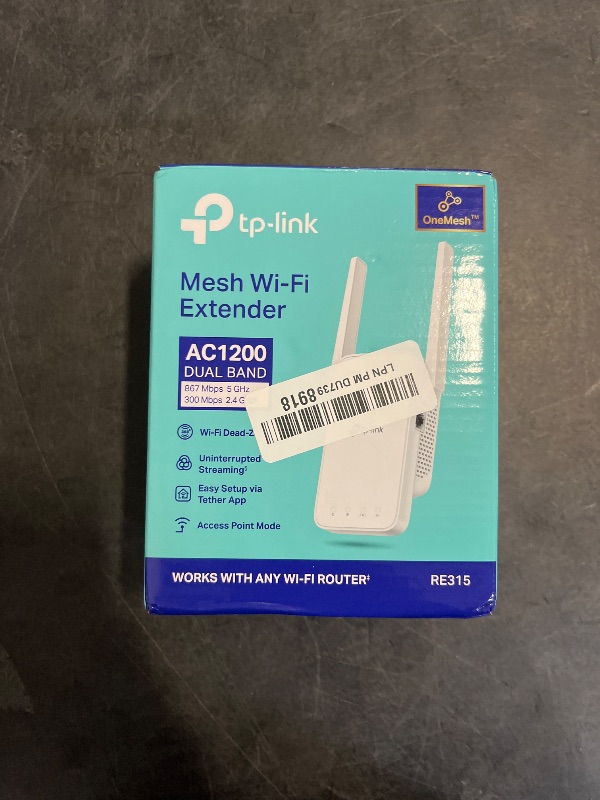 Photo 1 of TP-Link AC1200 WiFi Extender, 2024 Wirecutter Best WiFi Extender, 1.2Gbps home signal booster, Dual Band 5GHz/2.4GHz, Covers Up to 1500 Sq.ft and 30 Devices ,support Onemesh, One Ethernet Port (RE315)