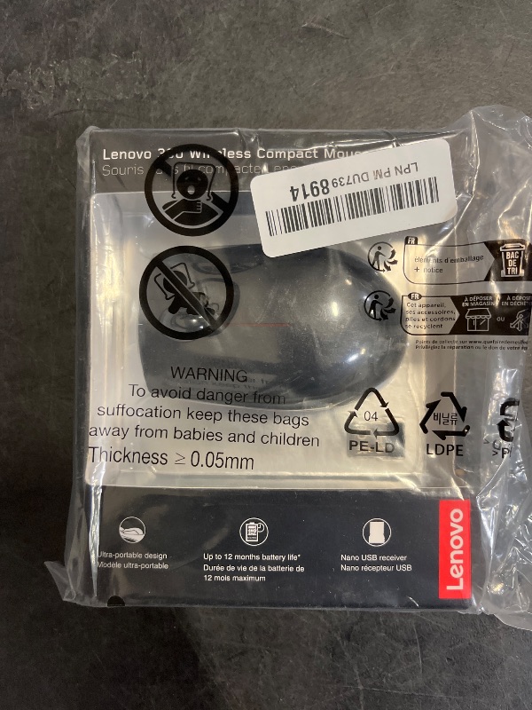 Photo 1 of Lenovo 300 Wireless Mouse – Computer Mouse for PC, Laptop with Windows – Ambidextrous Design – 2.4 GHz Nano USB Receiver – 12 Month Battery Life