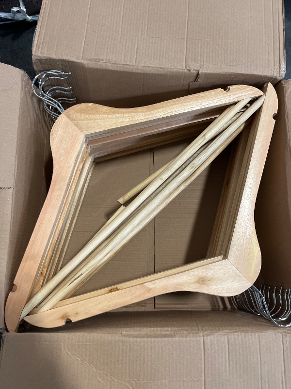 Photo 1 of Premium Wooden Hangers 20 Pack - Durable Non Slip Coat Hangers Heavy Duty- Natural Solid Wood Hangers - Clothes Hangers with Chrome Swivel Hooks - Great for Jacket, Dress, Suit Hangers, Home-It