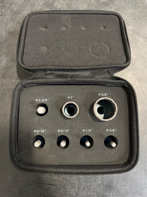 Photo 1 of Diamond Core Drill Bits Set - 7 Pcs Diamond Tile Hole Saw Kit 6/8/10/25/35mm for Porcelain Ceramic Tile Marble Granite, 5/8-11 Thread for Grinder, 1/4, 5/16, 3/8, 1, 1-3/8 inch Core Drills & Hole Saw
