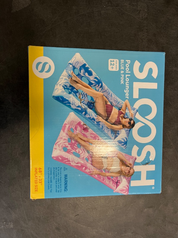 Photo 1 of SLOOSH 2-Pack Inflatable Pool Floats Mat - XL Floaties Adults Size with Headrest, Sun Tanning Raft Lake Beach Swimming Party Pool Toys Floating Lounge Above Water Keep Cool (Blue/Pink)