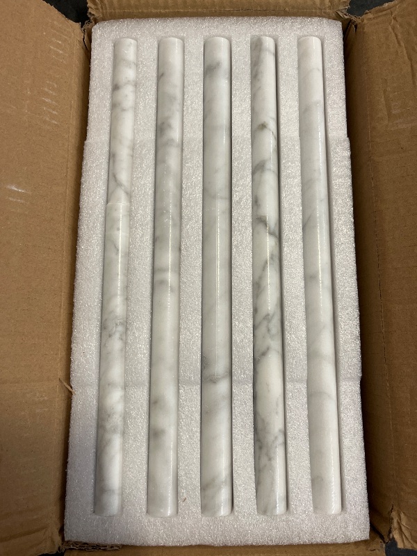 Photo 1 of SUNWINGS 10-Pack Carrara White Marble Pencil Liner Tile Trim, 3/4''x12 Honed Natural Stone Bullnose Tile Edge Trim Molding for Kitchen Bathroom Shower Backsplash Wall