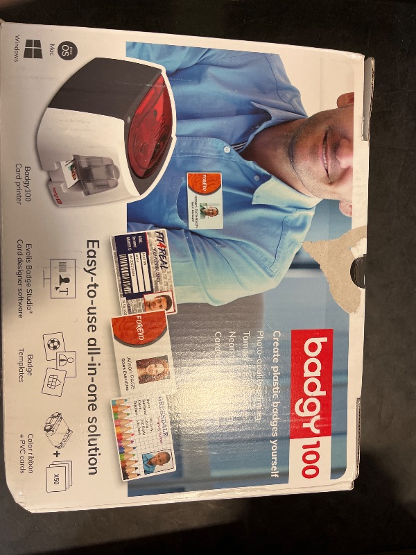 Photo 1 of Badgy100 Plastic Card Printer with Badge Studio - ID Design Software for Full Color, Custom, Tamper Proof ID Badges in Seconds