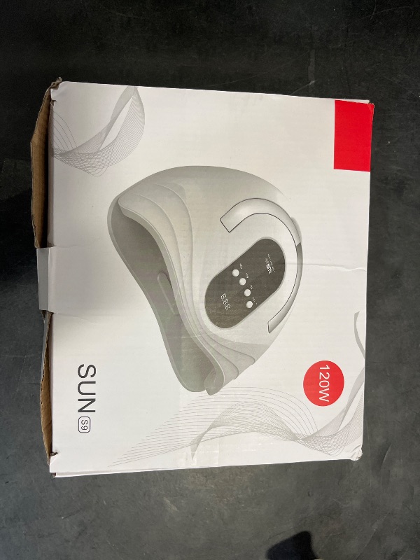 Photo 1 of Sunrich UV Gel Nail Lamp 120W LED Nail Light Fast Dryer for Gel Polish Curing with 4 Timers Portable Handle Large Space Automatic Sensor (White)