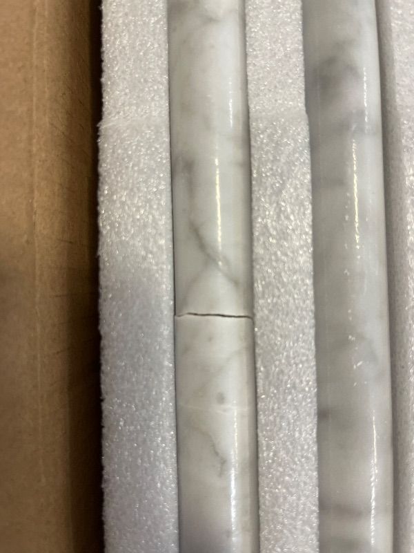 Photo 1 of SUNWINGS 10-Pack Carrara White Marble Pencil Liner Tile Trim, 3/4''x12 Honed Natural Stone Bullnose Tile Edge Trim Molding for Kitchen Bathroom Shower Backsplash Wall