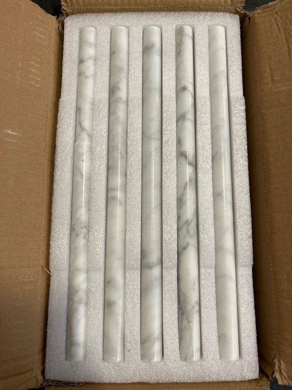 Photo 1 of SUNWINGS 10-Pack Carrara White Marble Pencil Liner Tile Trim, 3/4''x12 Honed Natural Stone Bullnose Tile Edge Trim Molding for Kitchen Bathroom Shower Backsplash Wall
