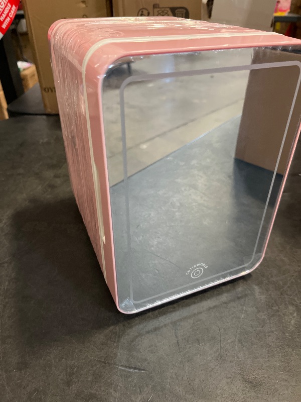Photo 1 of CUTIEWORLD Skincare Fridge, Makeup Fridge for Bedroom, Pink