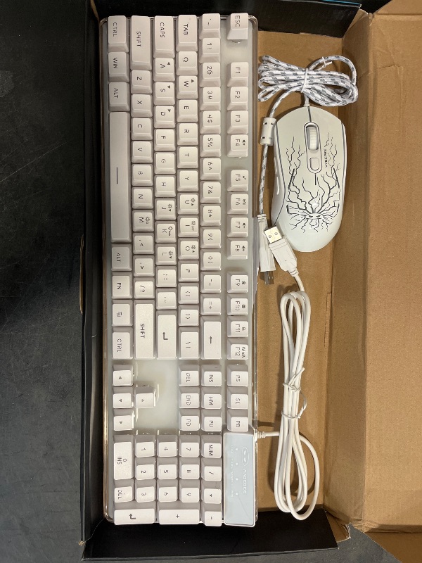 Photo 1 of Gaming Keyboard and Mouse Combo, K1 RGB LED Backlit Keyboard with 104 Key for PC/Laptop(White)