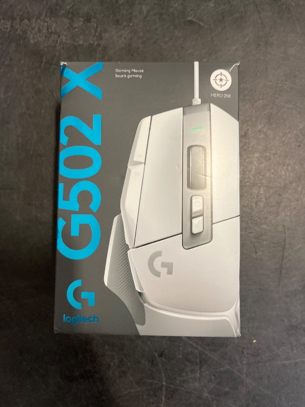 Photo 1 of Logitech G502 X Wired Gaming Mouse - LIGHTFORCE hybrid optical-mechanical primary switches, HERO 25K gaming sensor, compatible with PC - macOS/Windows - White