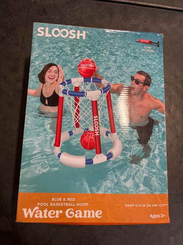 Photo 1 of Sloosh Pool Basketball Hoop Toys, Floating Basketball Pool Game, Swimming Floats Toys with Balls Pump, Summer Outdoor Water Play Toy for Kids and Adults (Red Blue)