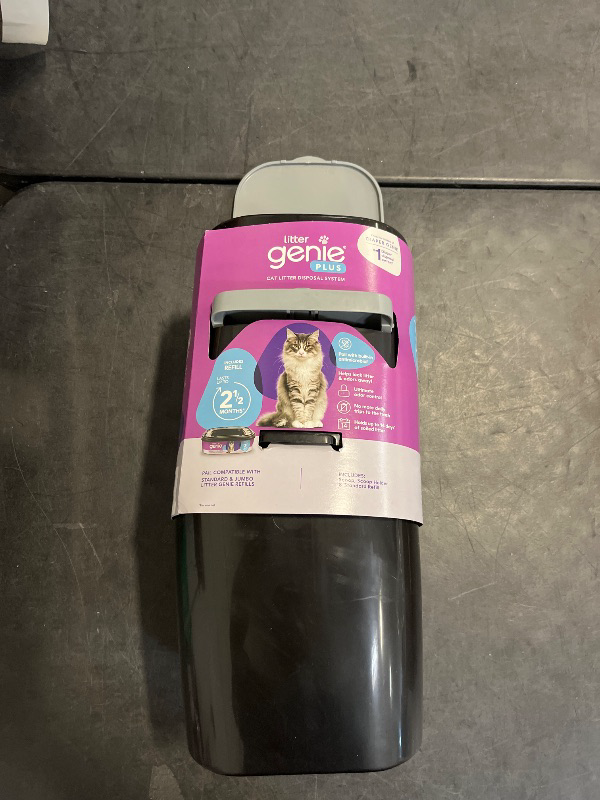 Photo 1 of Litter Genie Plus Pail (Black) | Cat Litter Box Waste Disposal System for Odor Control | Includes 1 Square Refill Bag