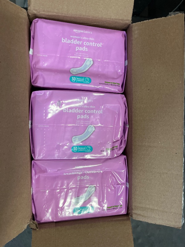 Photo 1 of Amazon Basics Women's Incontinence Pads, Bladder Control & Postpartum, Light Absorbency, Unscented, 180 Count , (6 Packs of 30)