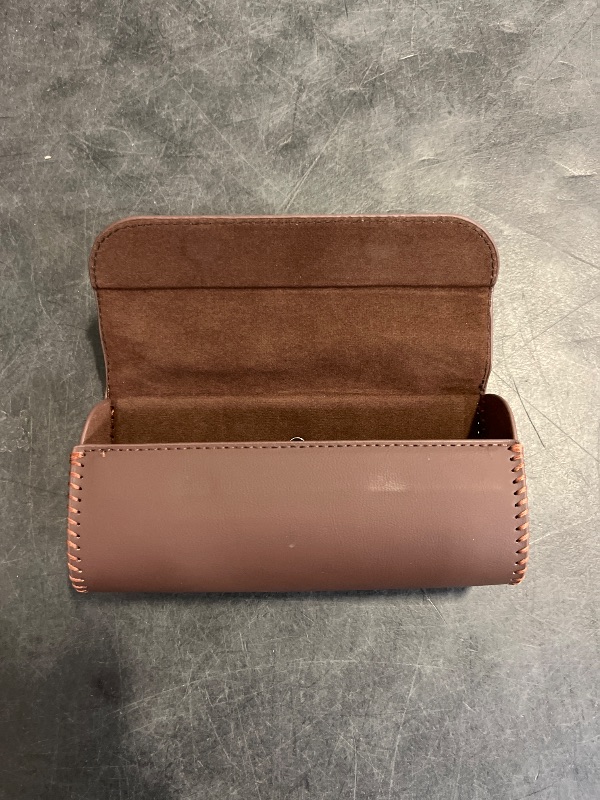 Photo 1 of Yourkar Sunglasses Case for Car Sun Visor, Leather Auto Eyeglasses Organizer Box with Hidden Magnetic Closure, Glasses Protective Holder Case for Car, Universal Car Accessories (Brown)