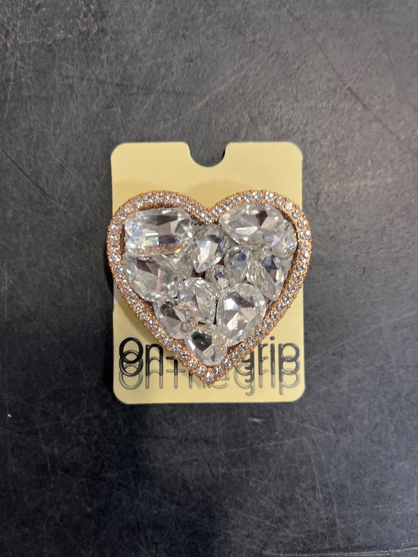 Photo 1 of OnTheGrip Cute Cubic Diamond Heart Shape Design Collapsible Expandible Mobile Phone Grip Stand Holder for Smartphone Tablet Cell Phone Accessory (Gold Big)