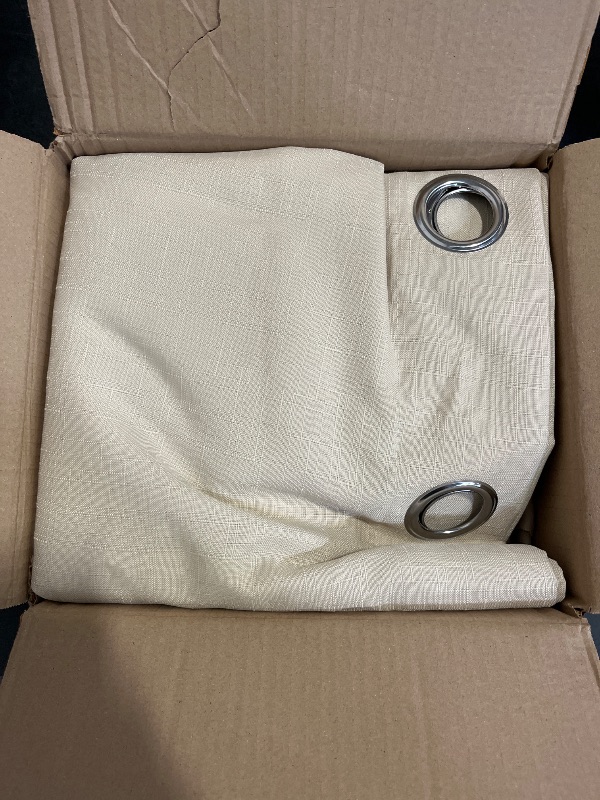 Photo 1 of LORDTEX Linen Look Indoor/Outdoor Curtains, 105" W x 95" L, Cream, Set of 2 Panels Waterproof, Privacy, Sun Blocking Textured Grommet Curtains for Patio, Pergola, Porch, Deck, Lanai, and Cabana