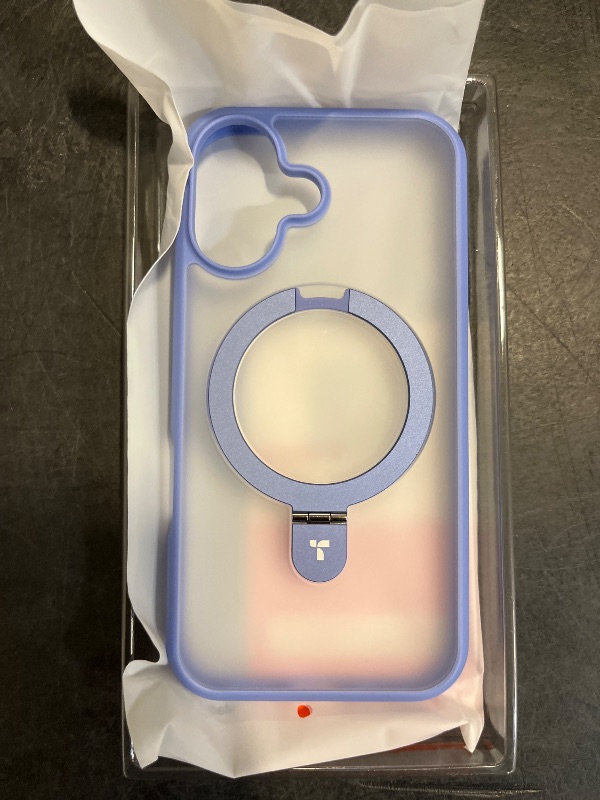 Photo 1 of TORRAS Magnetic for iPhone 16 Case with Stand, Built-in Stand Compatible with MagSafe, 3X Military-Grade Protection, Translucent Slim Phone Case for iPhone 16 6.1'', Matte Blue
