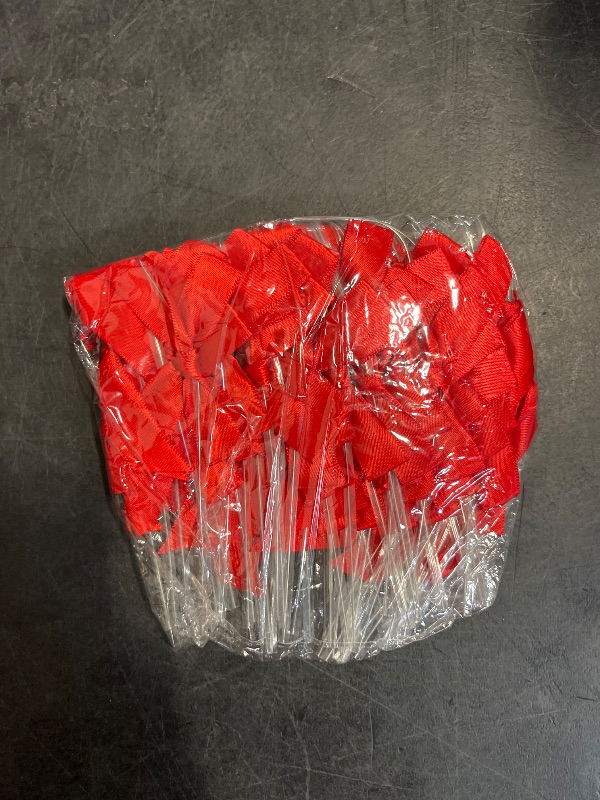 Photo 1 of M METERXITY 50-Pack Red Satin Polyester Ribbon Bows, 2.4x2.8 Inch, Classic Modern Style, Special Occasions