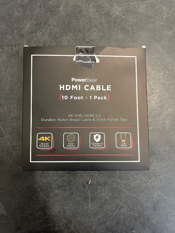 Photo 1 of PowerBear 4K HDMI Cable 10 ft | High Speed Hdmi Cables, Braided Nylon & Gold Connectors, 4K @ 60Hz, Ultra HD, 2K, 1080P, ARC & CL3 Rated | for Laptop, Monitor, PS5, PS4, Xbox One, Fire TV, & More