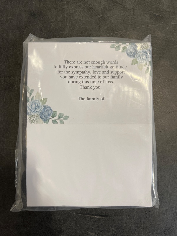 Photo 1 of Fumete 50 Set Funeral Thank You Cards with Envelopes and Stickers Thank You Sympathy Cards with Meaningful Message Bereavement for Funeral Family Loved Ones Celebration of Life(Flower)