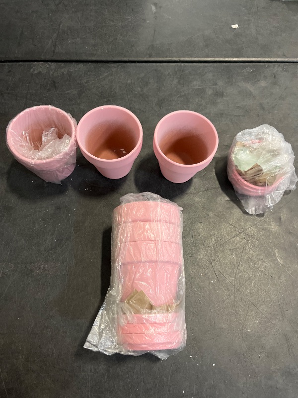 Photo 1 of vensovo 4 Inch Small Peach Pink Terracotta Plant Pots with Saucer - 6 Pack Clay Flowerpots with Drainage, Great for Indoor Outdoor Plants, Crafts, Wedding Favor