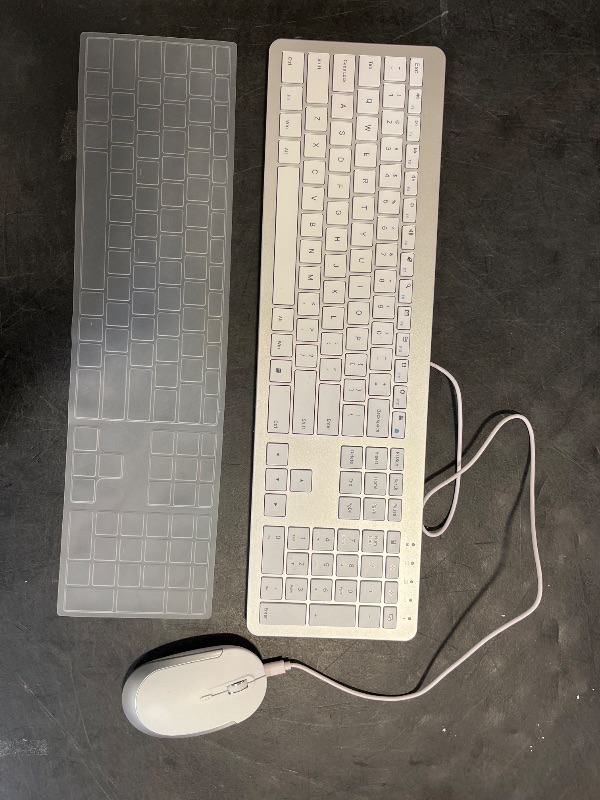Photo 1 of Rechargeable Wireless Keyboard Mouse Combo - Seenda Full Size Cordless Keyboard & Mouse Sets with Build-in Lithium Battery Ultra Thin Quiet Keyboard Mice - Silver and White