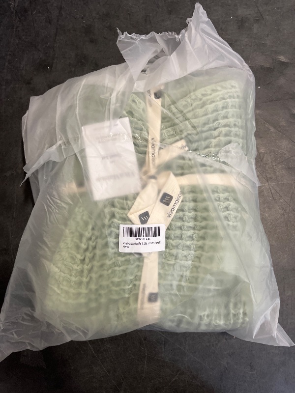 Photo 1 of Viva Maison Waffle Towels Set for Bathroom, Bath & Hand Towel Set of 2, Turkish Cotton Lint-Free Quick Dry Sage Green Towels (Sage, Set of 2 Mix Towels)