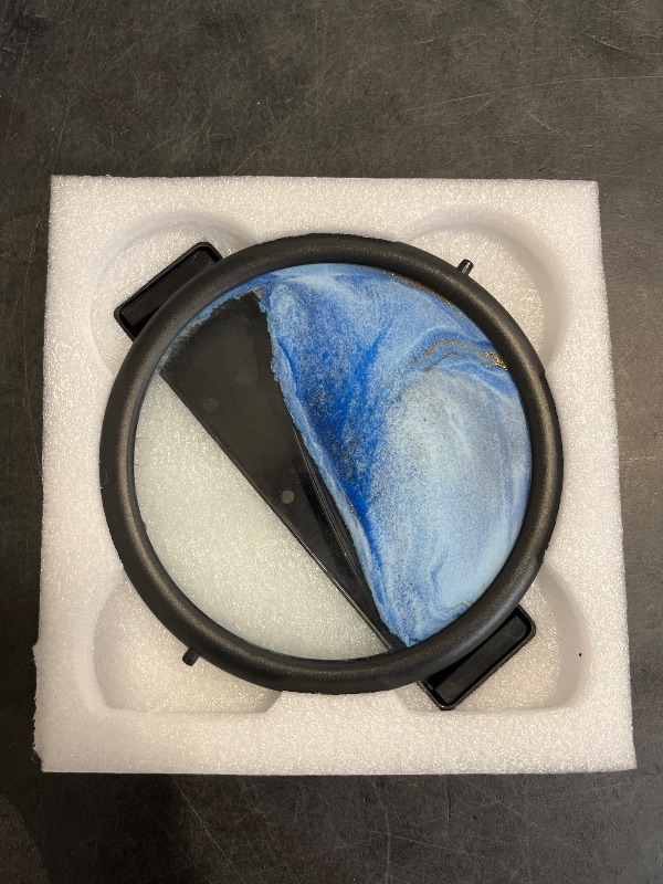 Photo 1 of BringLED Dynamic 3D Moving Sand Art | with Easy-Flip Stand - Liquid Motion Sandscapes - Quicksand (Flow Sand) Painting - Relaxing Desktop Decor for Home and Office (8" - Blue Sand)