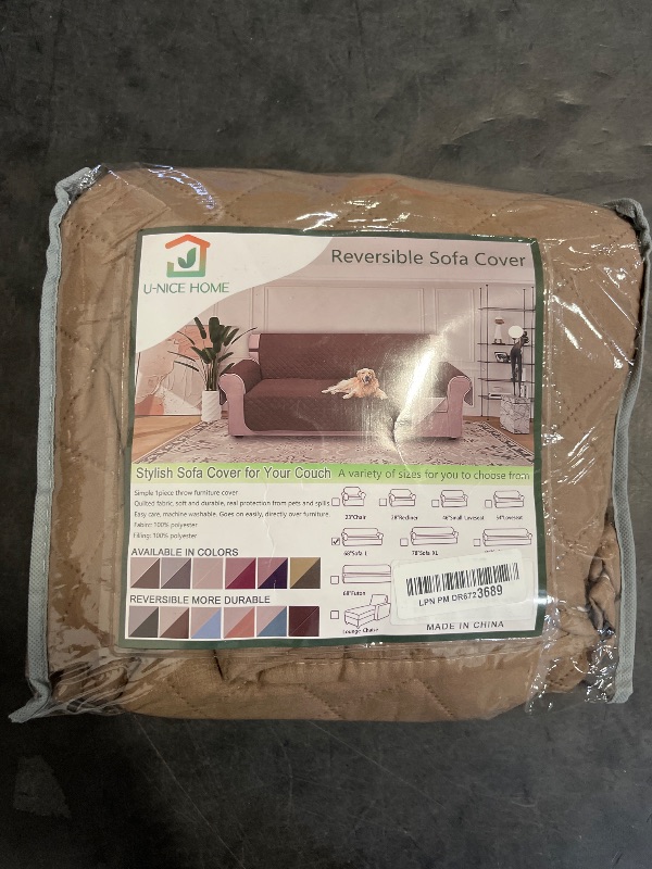 Photo 1 of U-NICE HOME Reversible Sofa Cover Couch Cover for Dogs with Elastic Straps Water Resistant Furniture Protector for Pets Couch Cover for 3 Cushion Couch (Sofa, Camel/Ivory)